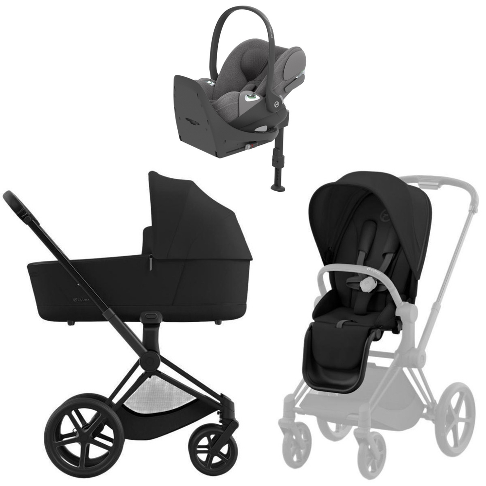 Коляска Cybex Priam IV Matt Black complete Cloud T Mirage Grey Plus Base T 4 в 1 Sepia Black