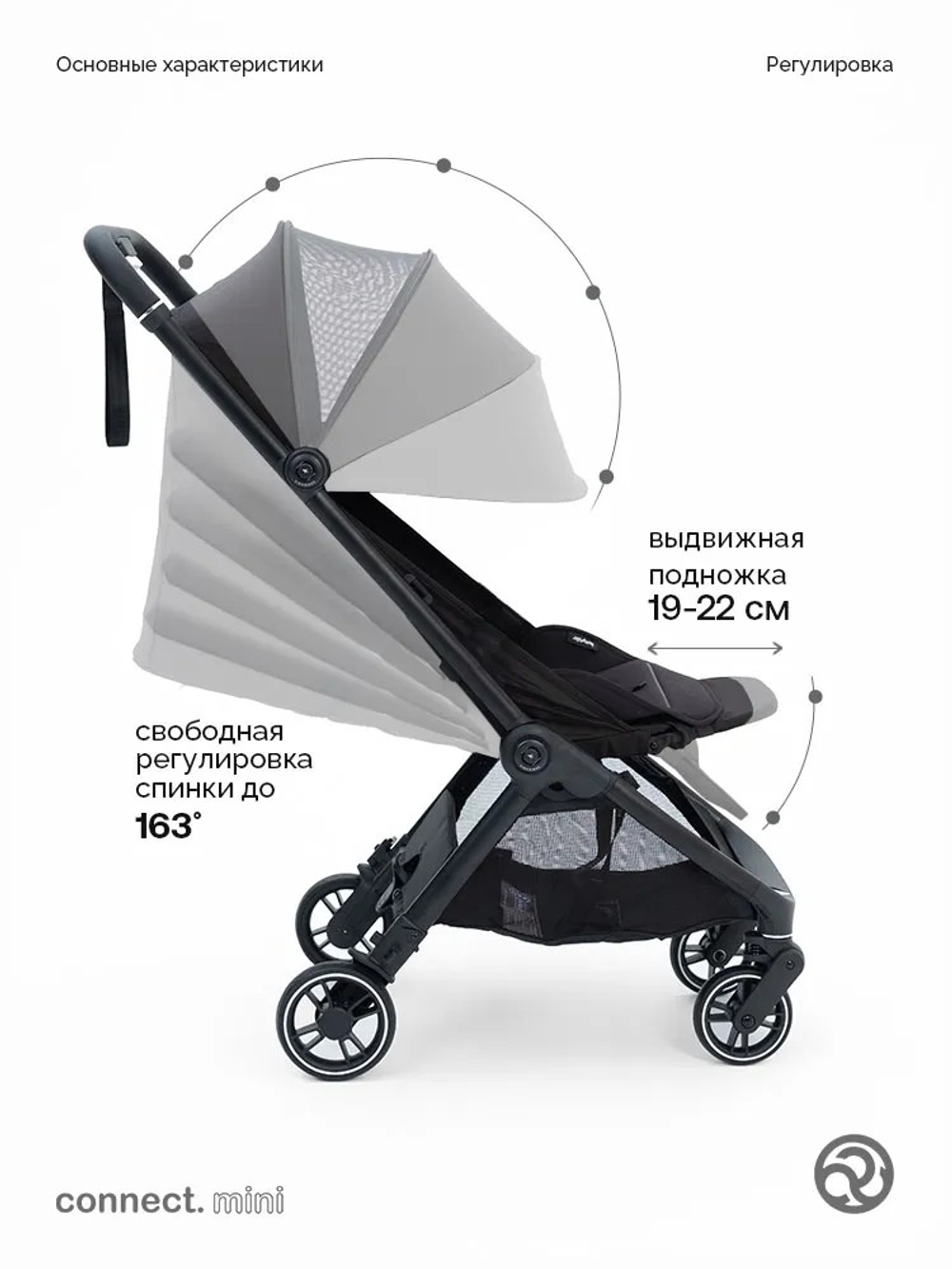 Коляска прогулочная для двойни Bumprider Connect.mini Black