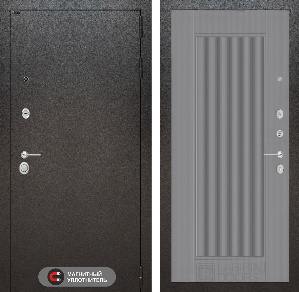 Дверь Входная Лабиринт SILVER 30 Серый софт рельеф металлическая