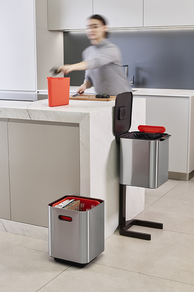 Контейнер для мусора с двумя баками Totem Compact 40 л нержавеющая сталь, Joseph Joseph