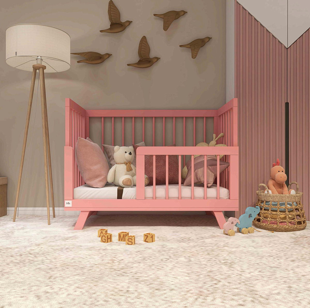 Кроватка детская Lillaland Lilla Aria с маятником Antique Pink