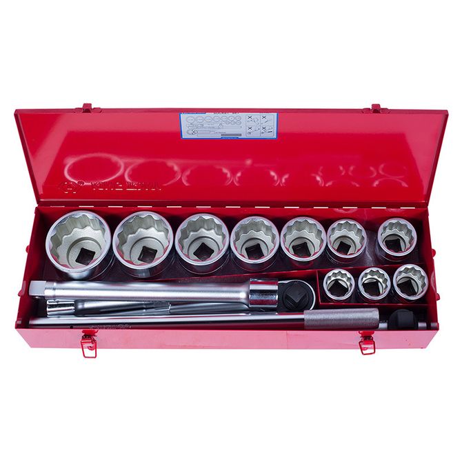KING TONY (8015MR) Набор торцевых головок с принадлежностями 1", 12-гранные, 36-80 мм, 14 предметов
