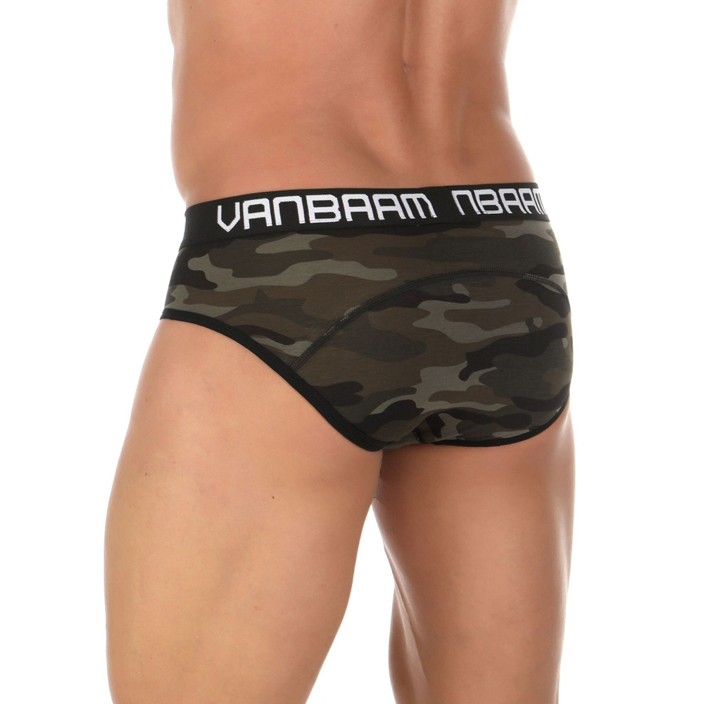 Мужские хлопковые трусы-брифы камуфляжной расцветки (Размер: S) (Цвет: хаки)