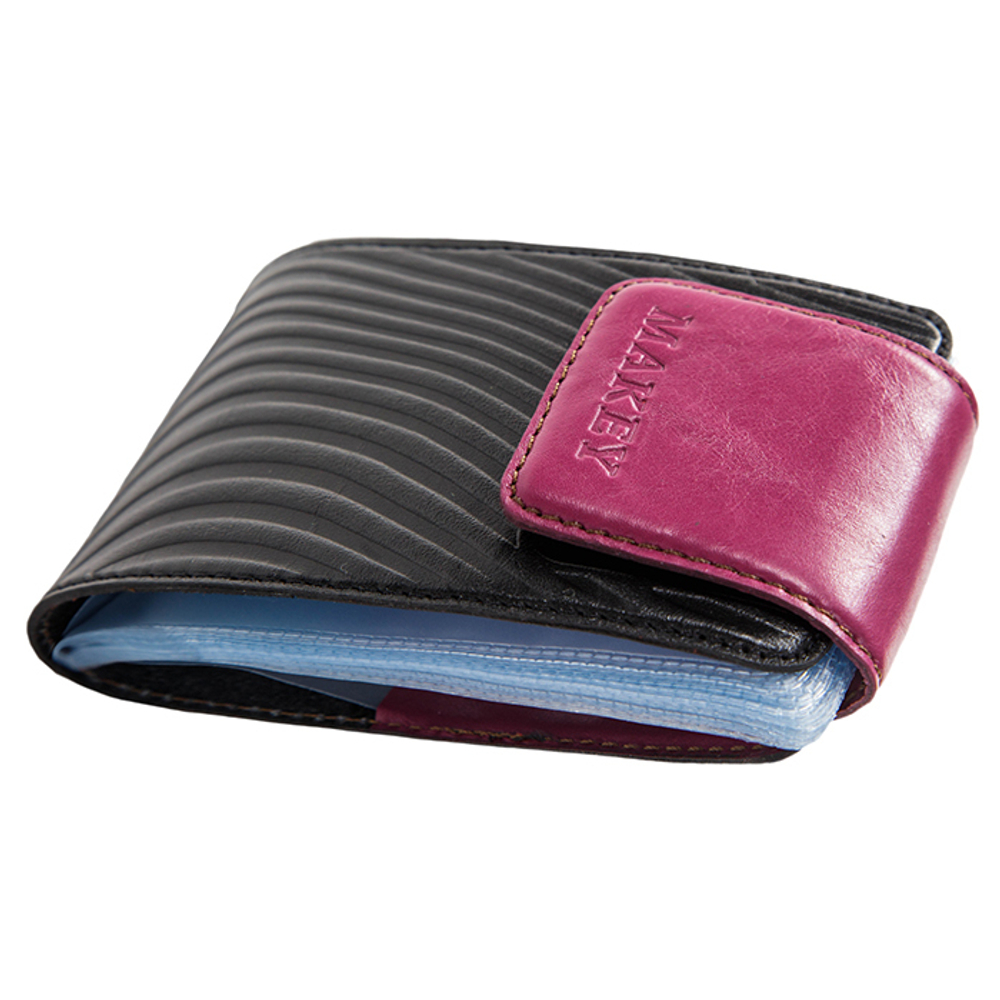 Визитница карманная «Waves». Цвет черный-фуксия