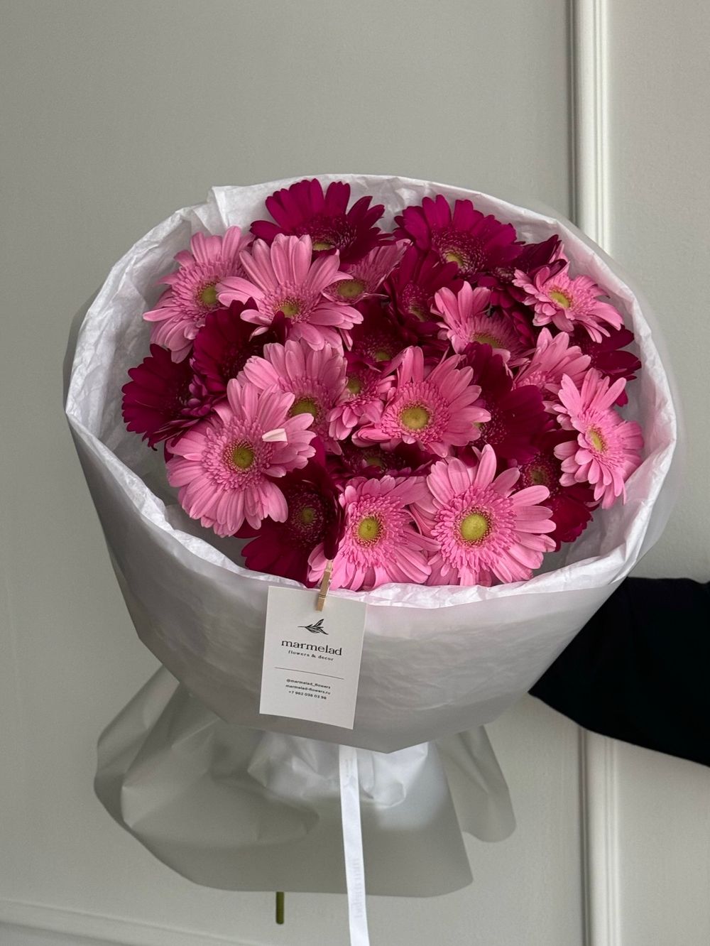 Букет из 25 минигербер розового оттенка