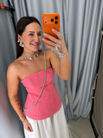 Топ-корсет из твида розовый