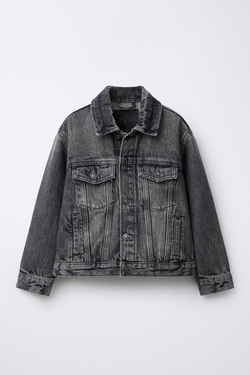 ZARA ДЖИНСОВАЯ КУРТКА, СЕРЫЙ