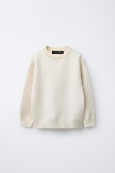 ZARA ОДНОТОННЫЙ СВИТЕР, ЭКРЮ