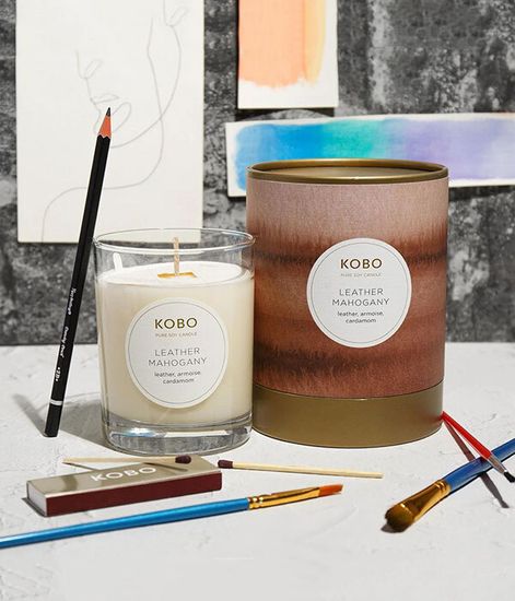 Leather Mahogany, свеча Watercolor, Kobo Candles