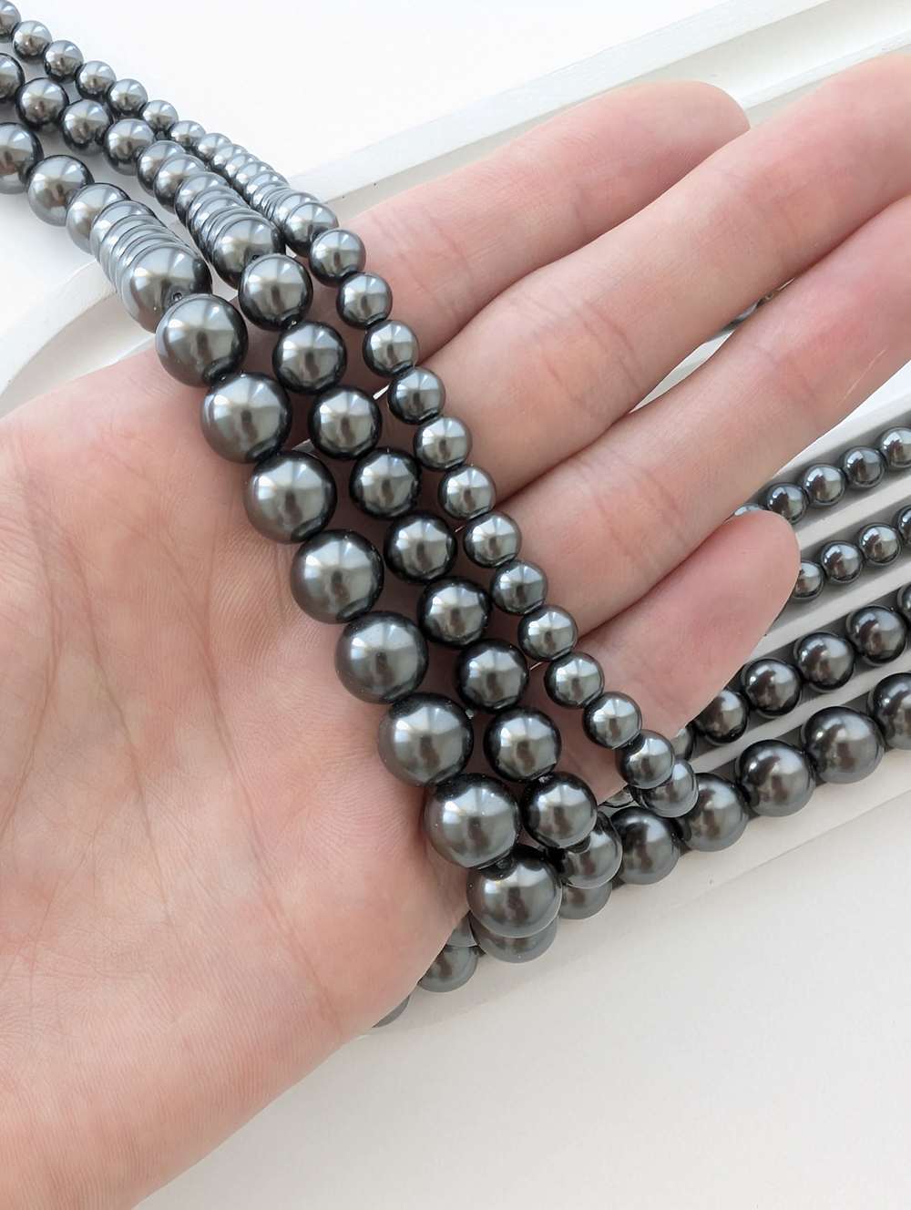 Жемчуг Майорка темно-серая