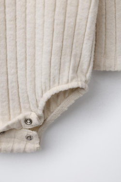 ZARA БОДИ В РУБЧИК ИЗ МЯГКОЙ ТКАНИ, БЕЖЕВЫЙ