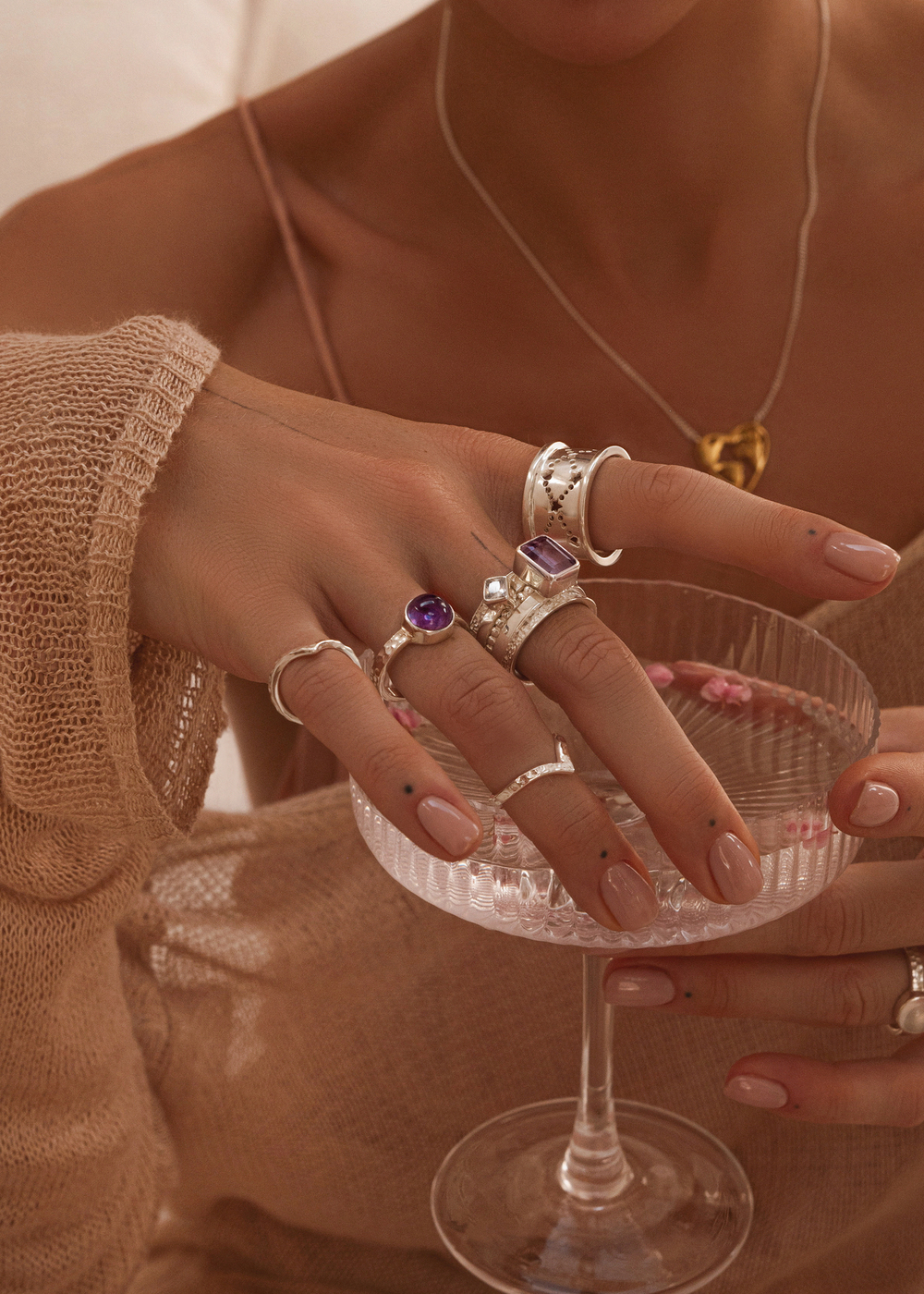 Кольцо «Моно» с аметистом