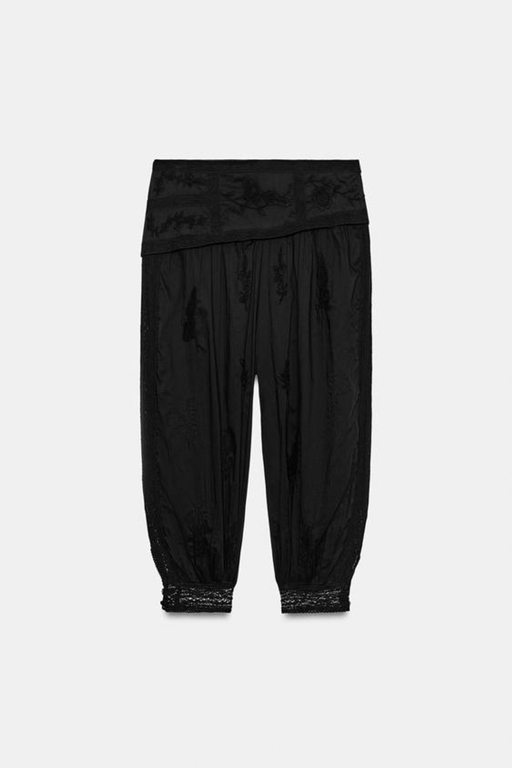 ZARA БРЮКИ-БАЛЛОНЫ С ВЫШИВКОЙ — ZW COLLECTION, ЧЕРНЫЙ