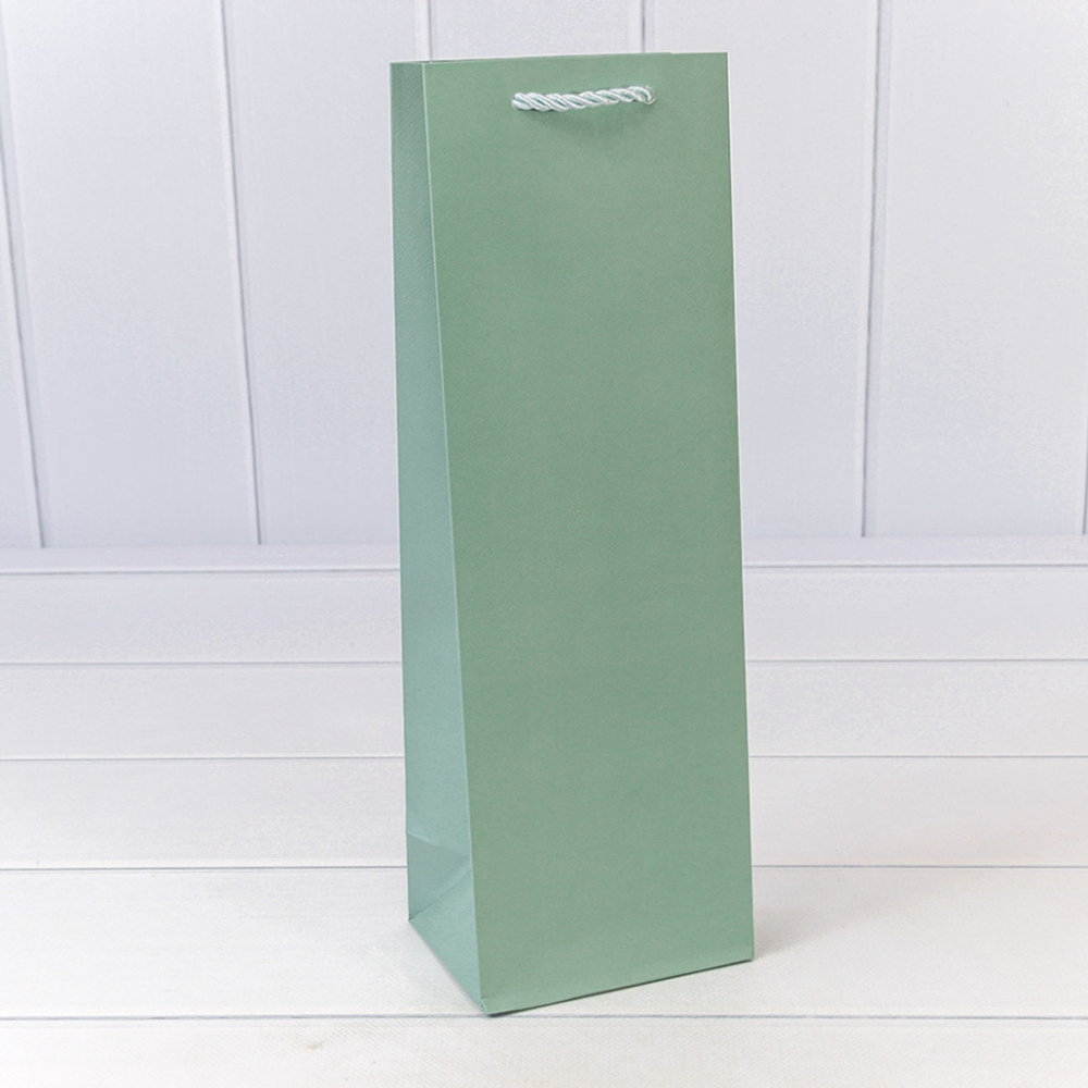 Пакет подарочный Под бутылку 12х36х9см "Фактура" (Зеленый)