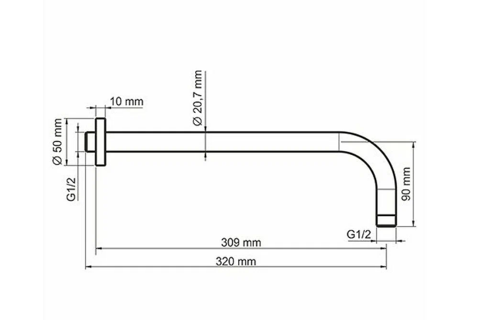 Кронштейн для верхнего душа WasserKRAFT A079 Черный матовый