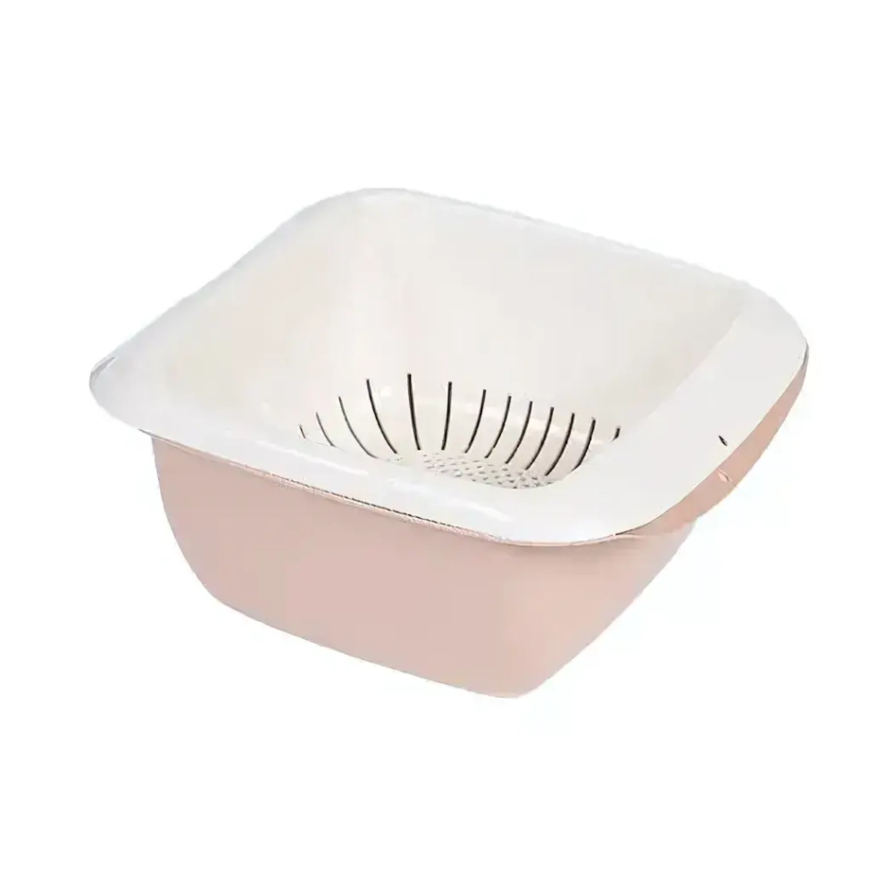 Дуршлаг с миской Макси 3,5л, Слоновая кость + какао