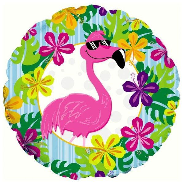 Шар круг Фламинго 45см