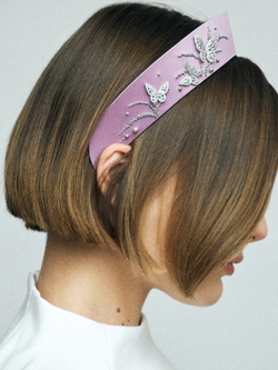 Кокошник S сиреневый с бабочками