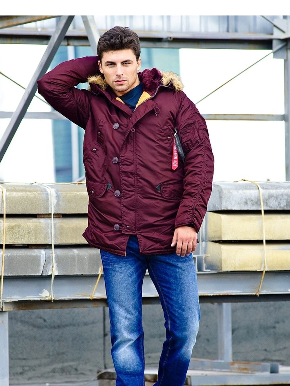 Slim Fit N-3B (бордовая - maroon/orange)