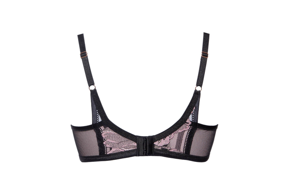 Пуш-ап бюстгальтер Glossy Iris с эффектом мерцания (Размер: 85D) (Цвет: черный с розовым)