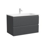 Тумба подвесная SANCOS Сноб Р (Snob R) 790х445х500, c двумя ящиками оснащенными доводчиками, темный антрацит матовый, арт.SNR80MDH