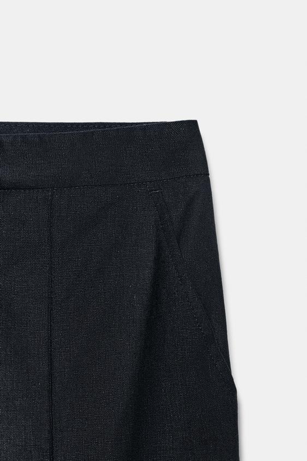 ZARA БРЮКИ-САФАРИ ИЗ ЛЬНА, МОРСКОЙ СИНИЙ