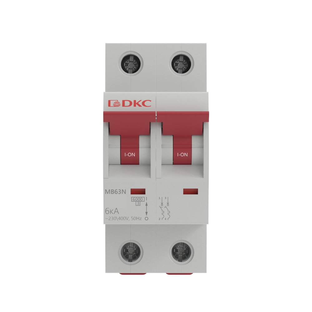 Модульный автоматический выключатель YON MB63, 2P, характеристика D, 40A, 6kA