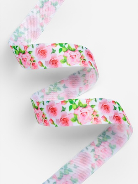 Лента репсовая 25мм, розы АУ 2785696