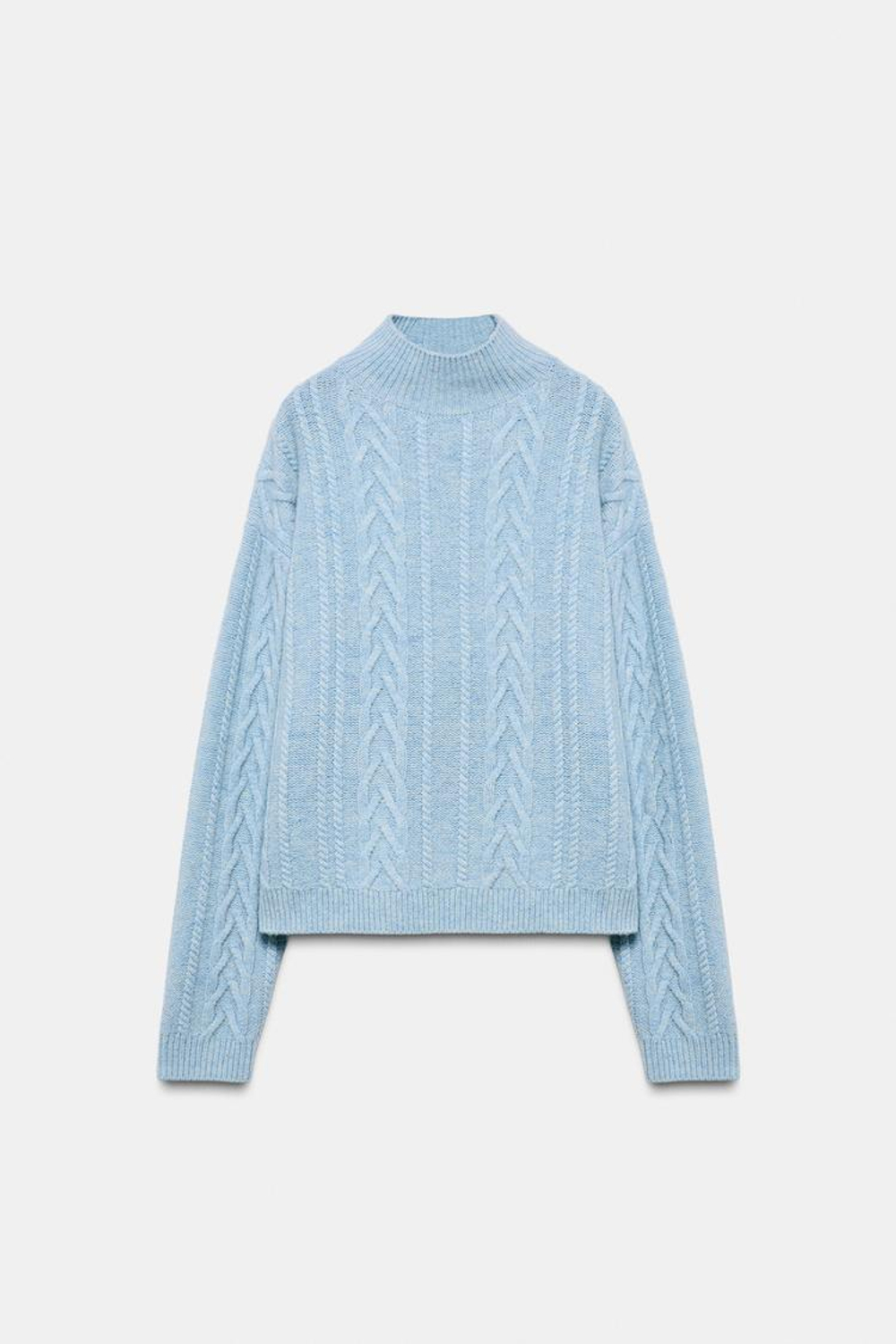 ZARA СВИТЕР ИЗ СМЕСОВОЙ ШЕРСТИ, СВЕТЛО-ГОЛУБОЙ