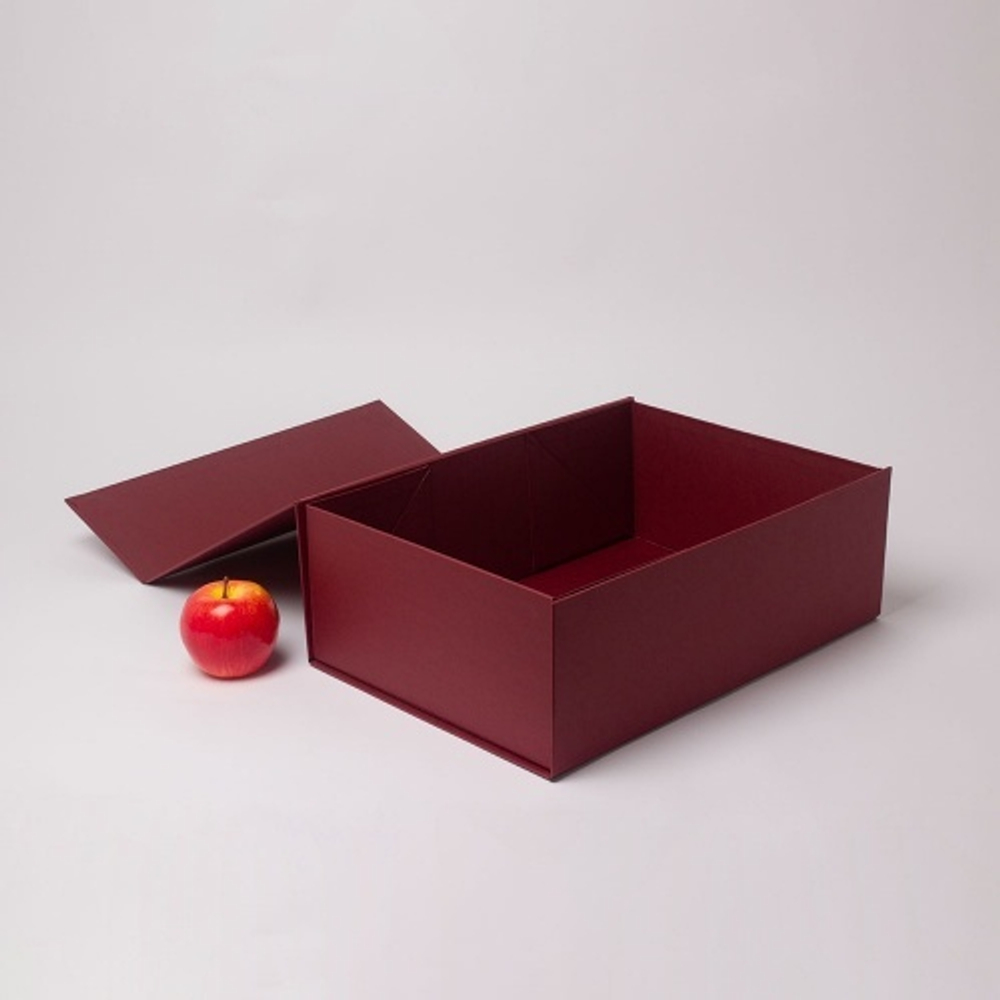 Коробка самосборная на магнитах 39х13х28, бордо, дизайнерская бумага