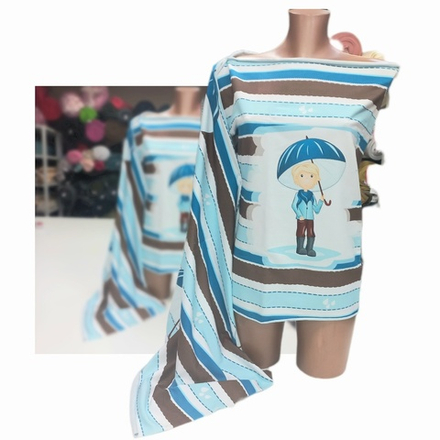 Футер 2х нитка петля Мальчик Под зонтиком купон 70 см
