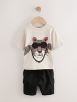 Футболка и шорты в комплекте для мальчика Next E63-602, Песочный, Черный