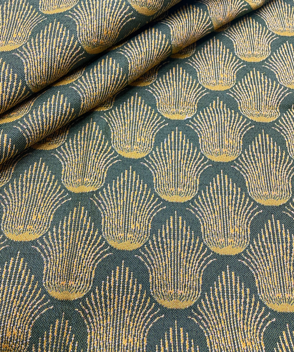 Гобеленовая ткань Золотые колосья на зелёном фоне ширина 175 см