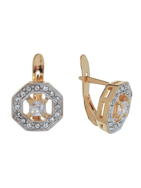 "Салерса" серьги в золотом покрытии из коллекции "Эллада" от Jenavi  с английским замком