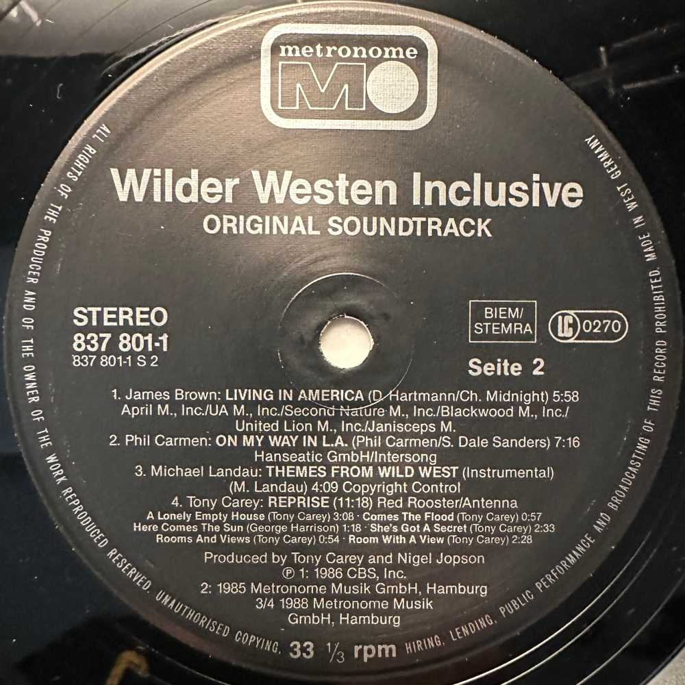 Wilder Westen Inclusive - Original-Soundtrack Zur TV-Serie (Германия 1988г.)