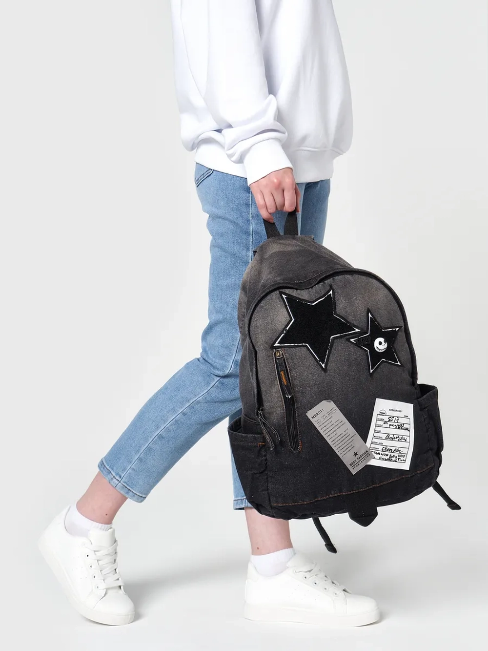 Рюкзак джинсовый школьный молодежный