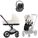 Коляска Cybex Priam IV Matt Black complete Cloud T Mirage Grey Plus Base T 4 в 1 Off White