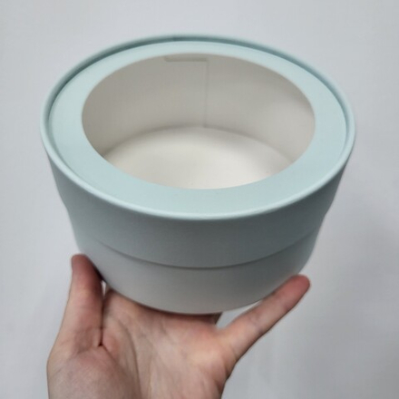 Коробка ТУБУС плотный с окном d=16 см h=8 см (ГОЛУБЕНЬКИЙ)