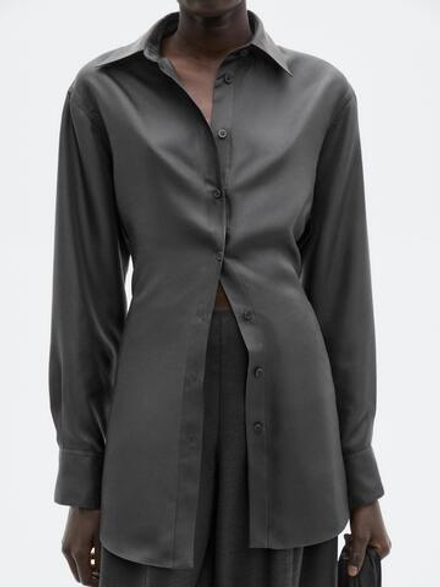 Massimo Dutti Рубашка из 100% шелка - Limited Edition, серый