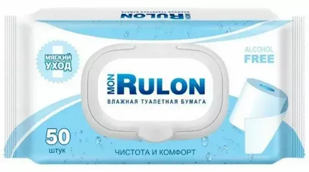 Mon Rulon  50 шт Влажная туалетная бумага с клапаном *32