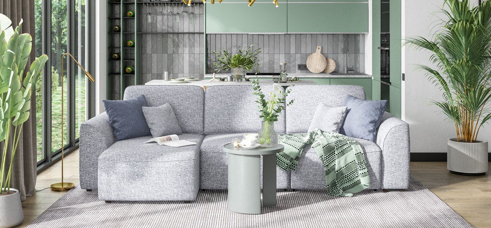 Угловой диван Кинг Рогожка Венто серый