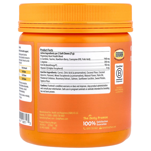 Zesty Paws, Cardio Bites ™, для собак, для всех возрастов, лосось, 90 жевательных таблеток, 315 г (11,1 унции)