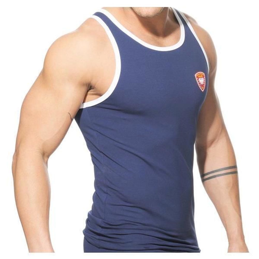 Мужская майка темно-синяя Addicted Police AD182