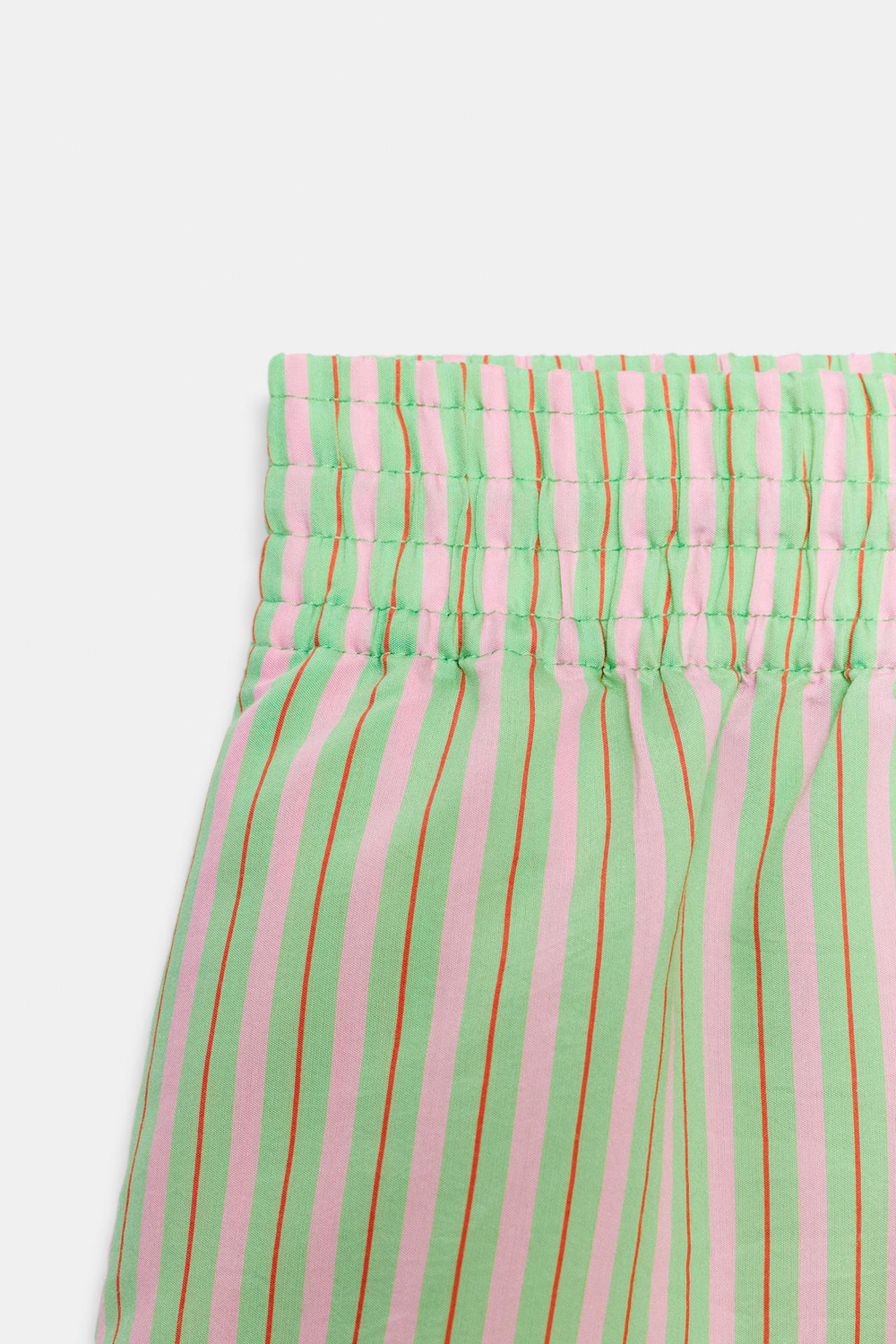 ZARA ШОРТЫ ИЗ ПОПЛИНА В ПОЛОСКУ, ЗЕЛЕНЫЙ