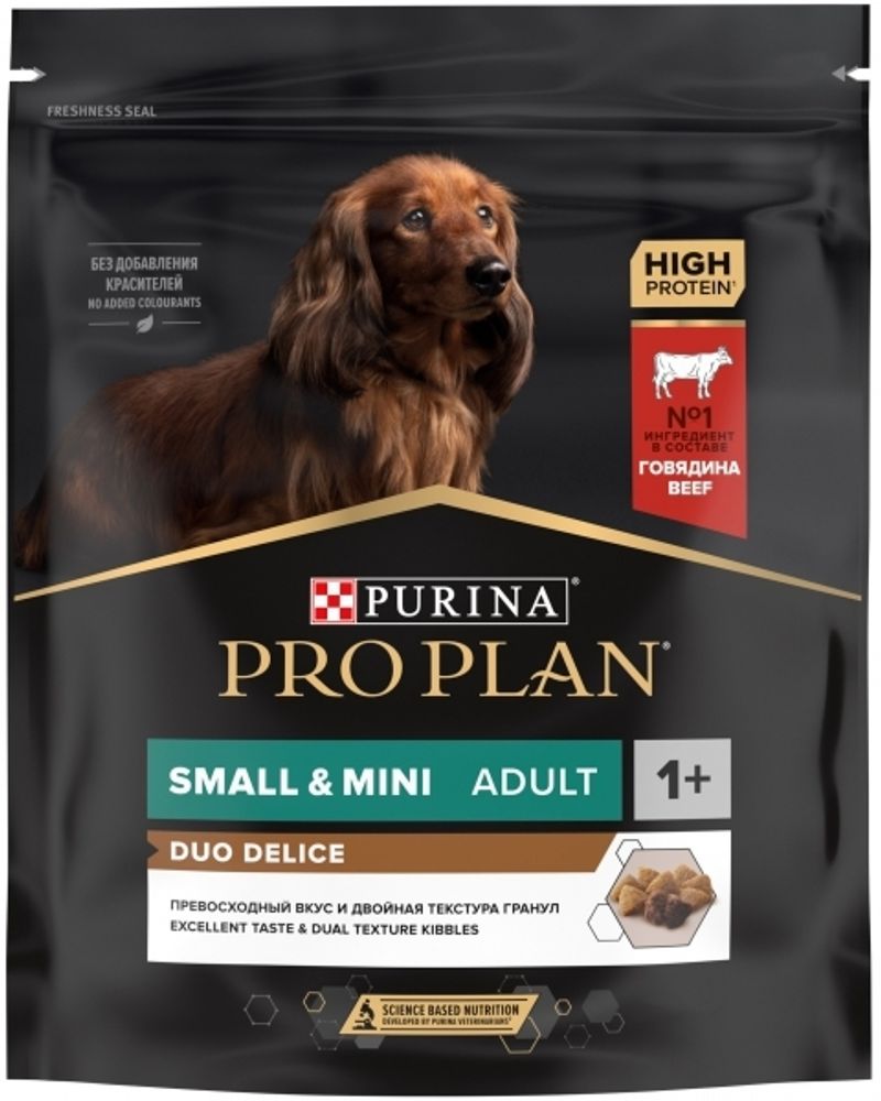 ProPlan 2.5кг Duo Delice Small &amp; Mini Сухой корм для взрослых собак малых пород Говядина