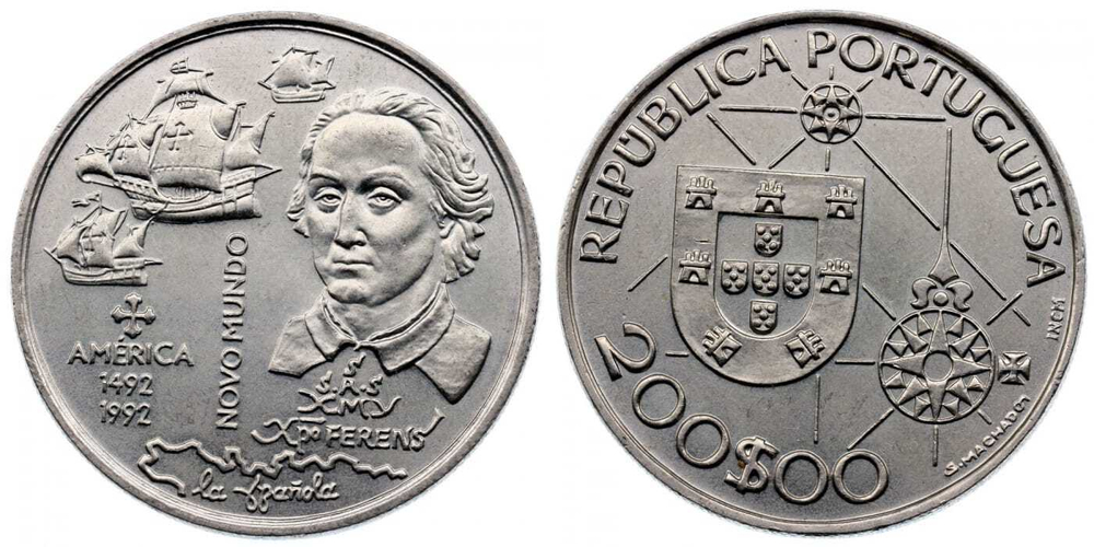 Португалия 200 эскудо, 1992 Новый мир - Америка