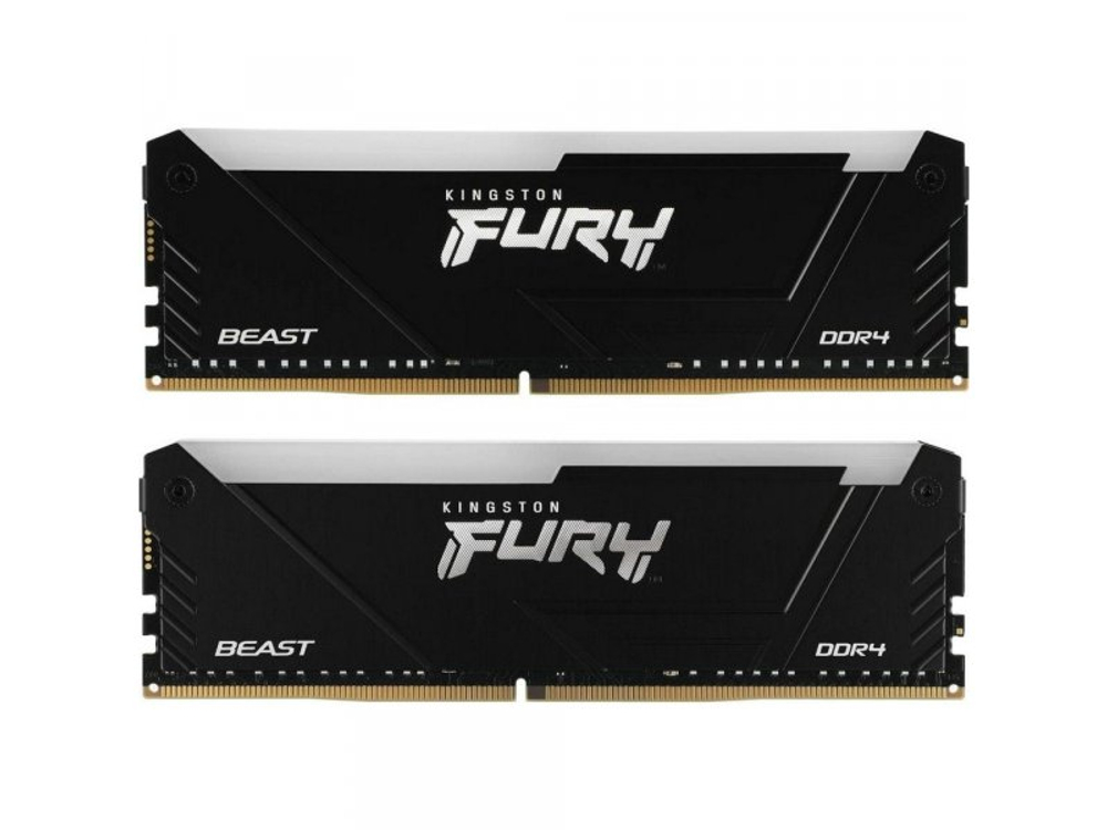 Оперативная память Kingston Fury Beast Black RGB KF432C16BB2AK2/16WP, DDR4 2х 16ГБ 3200 МГц, DIMM, RTL