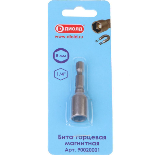 Бита торцевая магнитная, 1/4, 48 мм, 8 мм ДИОЛД