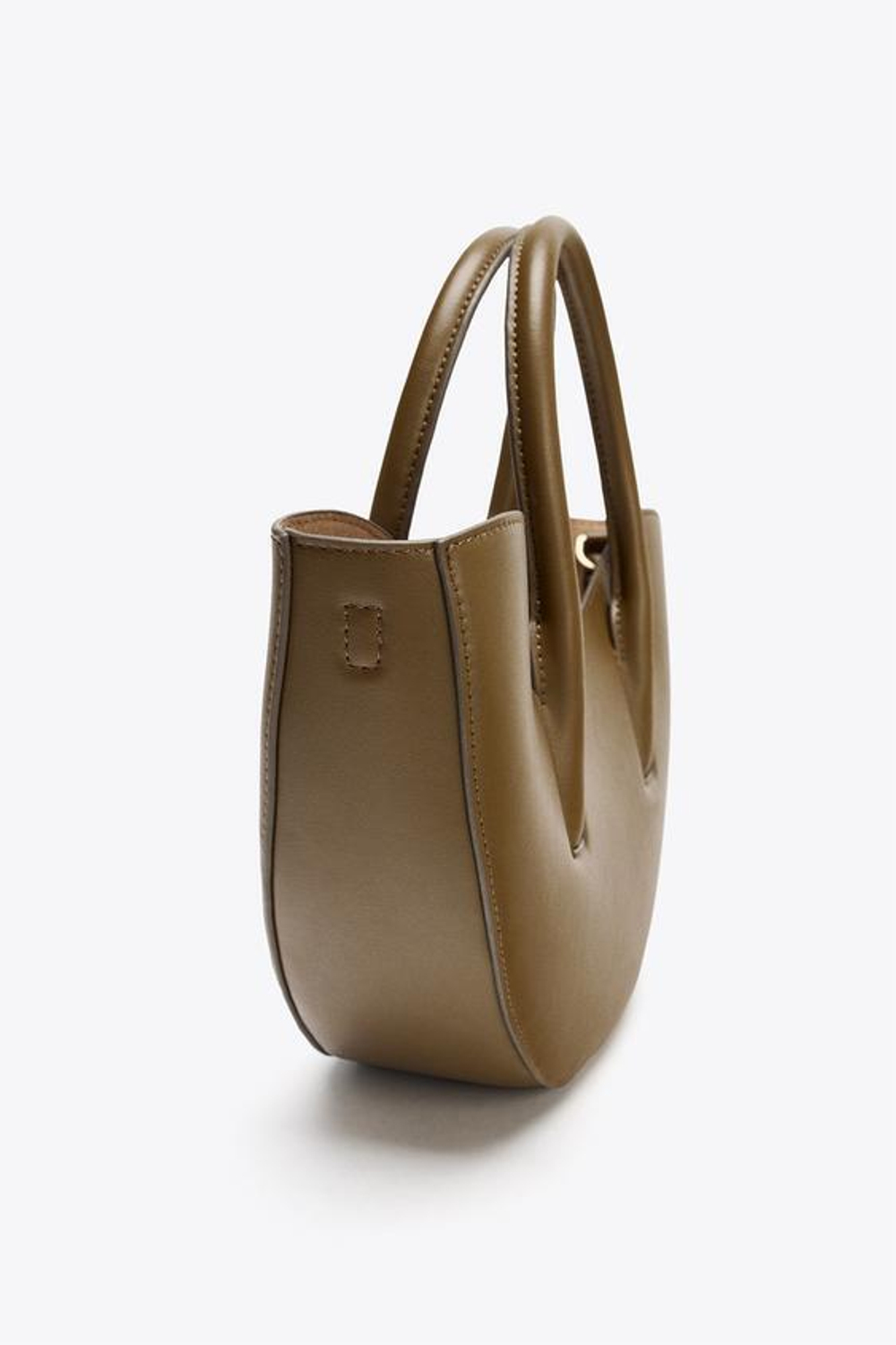 ZARA МИНИ-СУМКА-ШОПЕР ОВАЛЬНОЙ ФОРМЫ, ЗЕЛЕНЫЙ