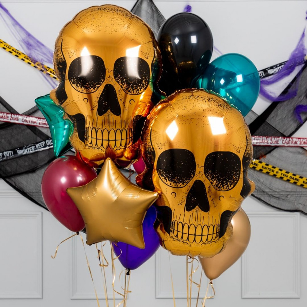 Шар (36''/91 см) Фигура, Череп, Золото